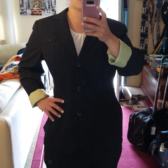 Style & Co. Jackets & Blazers - Style & Co Black green pinstripe pant suit 18 XXL